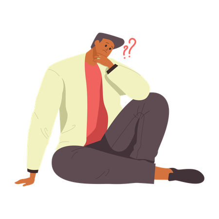 Confused man sit floor  Illustration