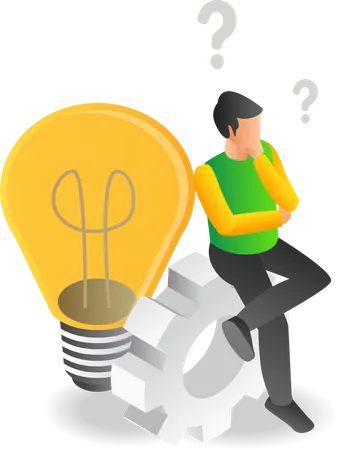 Confused man thinking about idea  Illustration