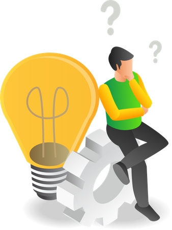 Confused man thinking about idea  Illustration