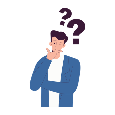 Confused Man Thinking Something  Illustration