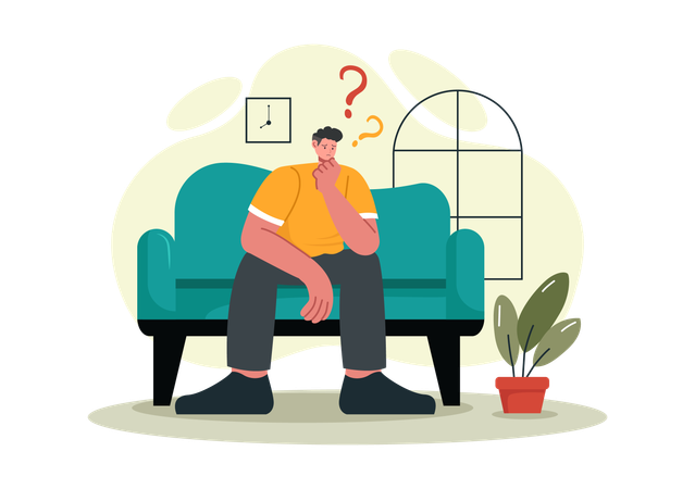 Confused man thinking something while getting anxiety disorder  Illustration