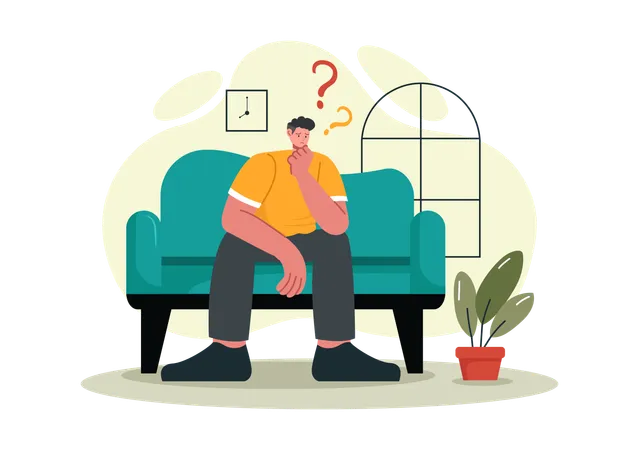 Confused man thinking something while getting anxiety disorder  Illustration