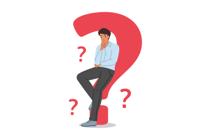 Confused man trying to solve problem  Illustration