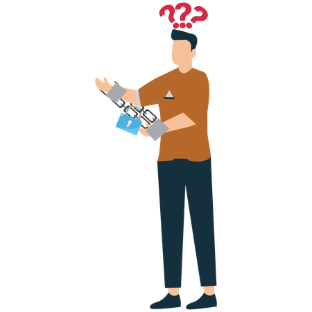 Confused Man with Investment Locks  Illustration