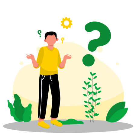 Confused man with question  Illustration