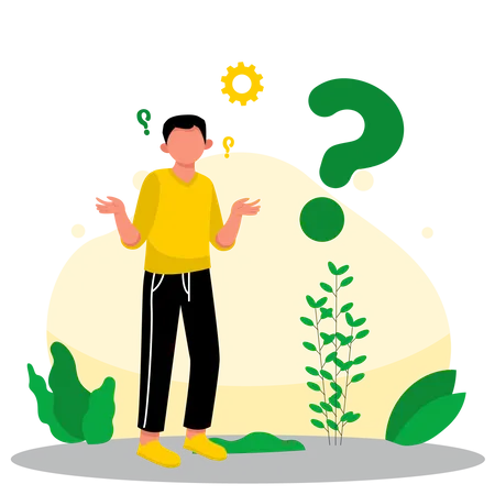 Confused man with question  Illustration