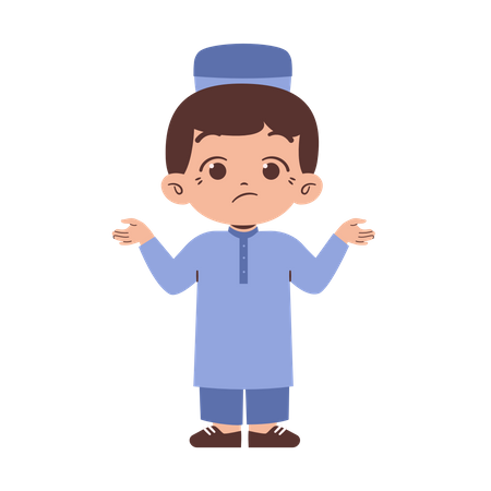 Confused muslim child  Illustration