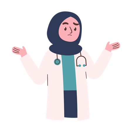 Confused Muslim Female Doctor  Illustration