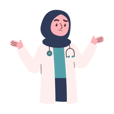 Confused Muslim Female Doctor  Illustration