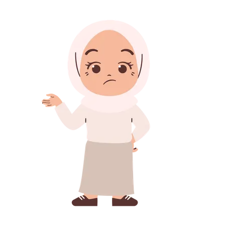 Confused Muslim Girl Illustration