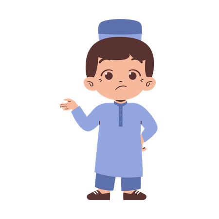 Confused muslim kid  Illustration