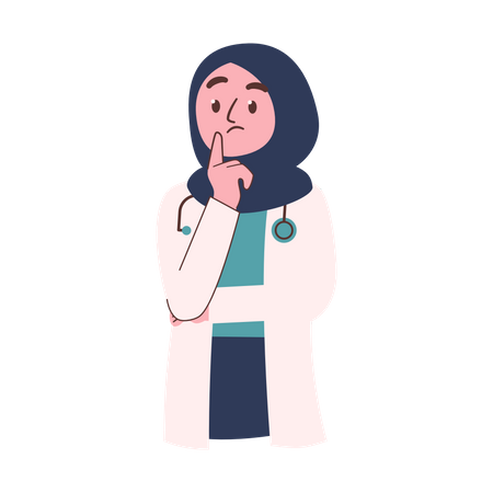 Confused Muslim Woman Doctor  Illustration