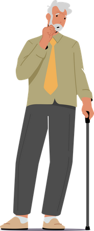 Confused old man trying to think  Illustration