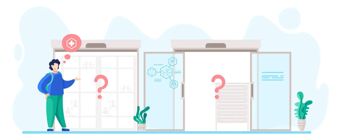 Confused Patient in clinic  Illustration