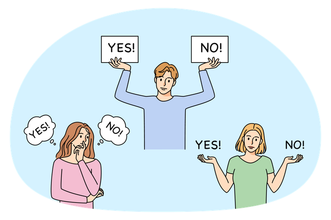 Confused people making choices  Illustration