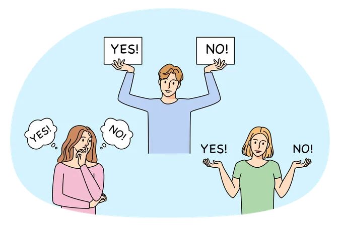 Confused people making choices  Illustration