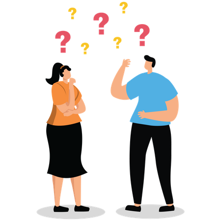 Confused people with confusion problem  Illustration