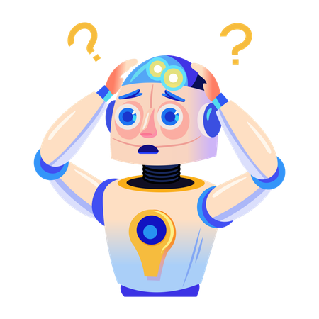 Confused robot character  Illustration