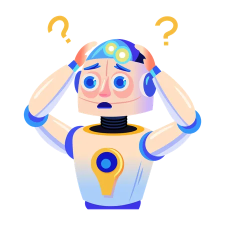 Confused robot character  Illustration