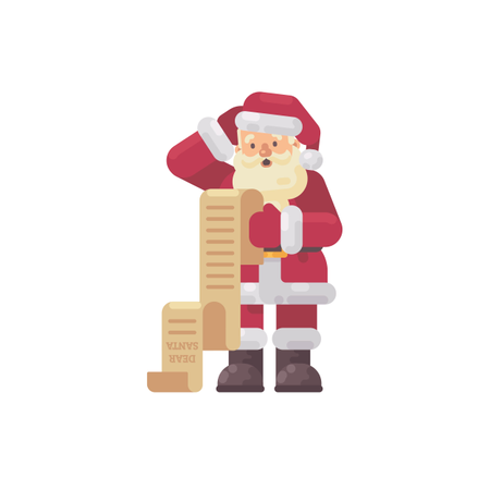 Confused Santa Claus Reading A Kids Letter  Illustration