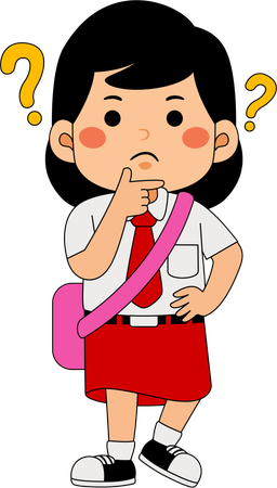 Confused School girl  Illustration