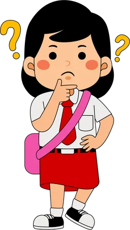 Confused School girl  Illustration