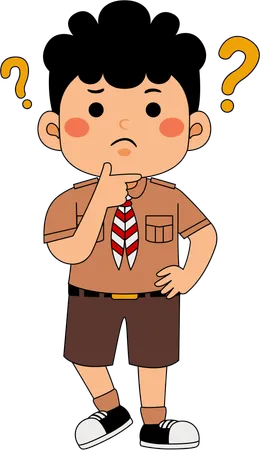 Confused scout boy  Illustration