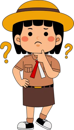 Confused scout girl  Illustration