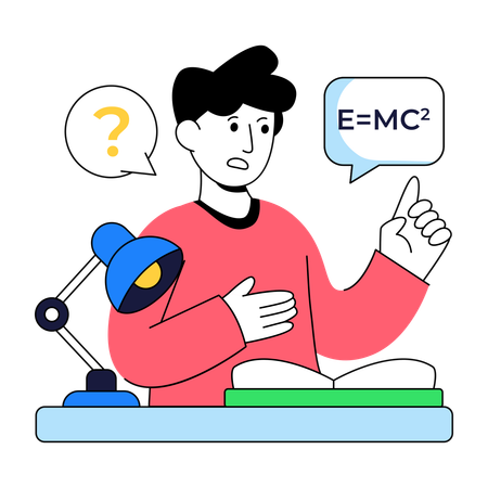 Confused Student With Book  Illustration