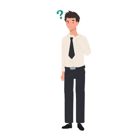 Confused Thai University Student in Uniform with Question Mark  Illustration