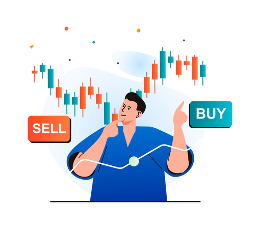 Confused trader over buy or sell Illustration