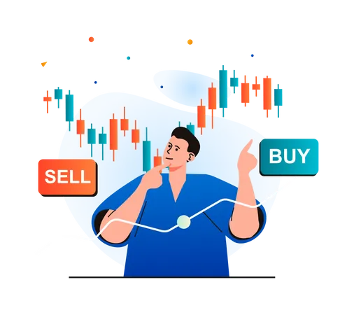 Confused trader over buy or sell  Illustration