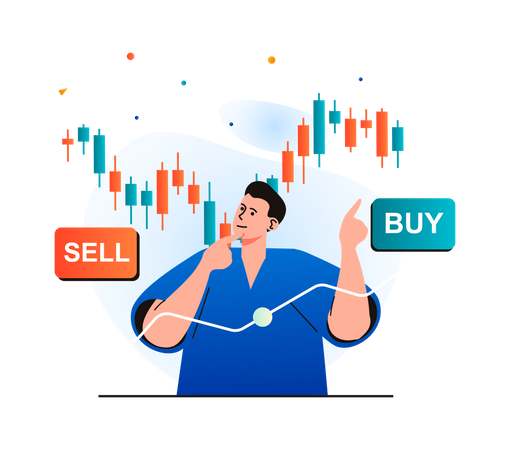 Confused trader over buy or sell  Illustration