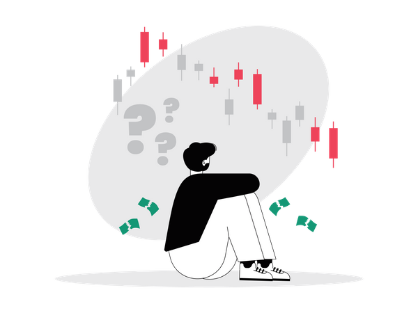 Confused trader to place buy or sell order  Illustration