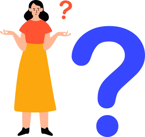 Confused woman asking question  Illustration