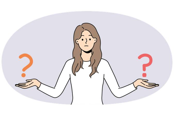 Confused woman compare different options  Illustration