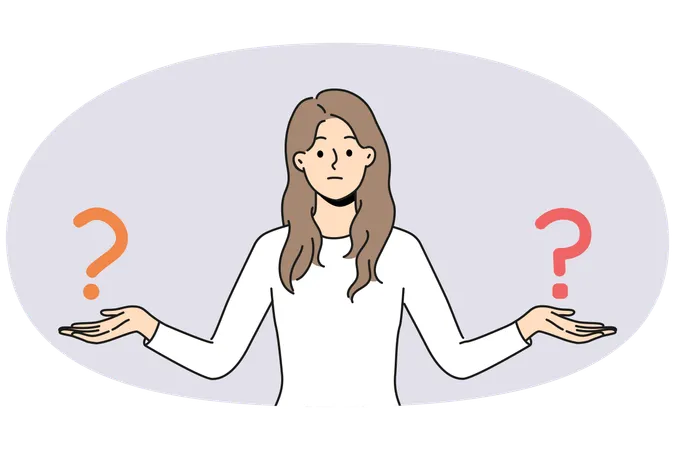 Confused woman compare different options  Illustration