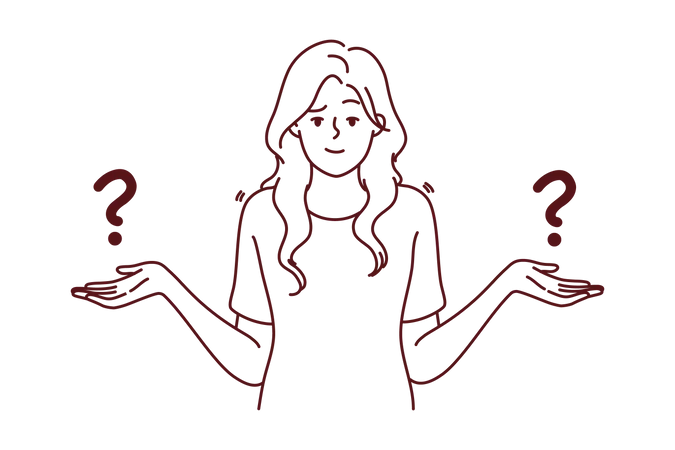 Confused  woman giving standing pose  Illustration