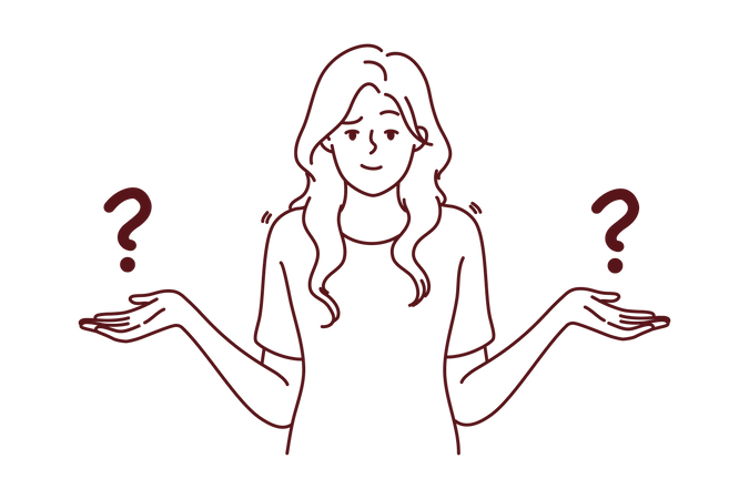 Confused  woman giving standing pose  Illustration