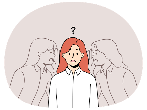 Confused woman listen to inner voices  Illustration