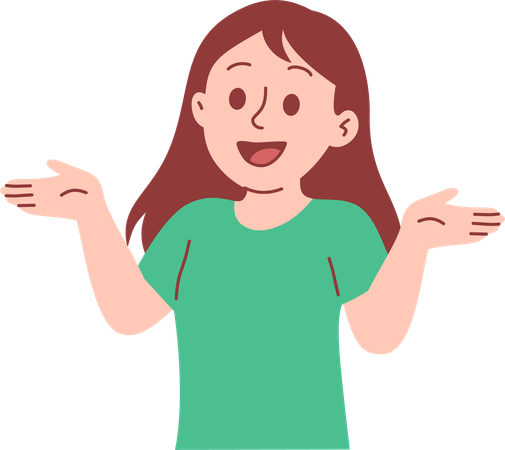 困惑した女性が肩をすくめる  イラスト