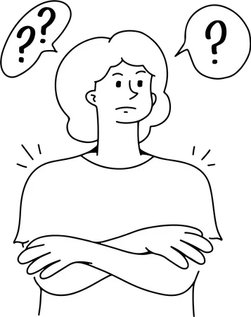 Woman Confused Illustration With Question Marks Illustration