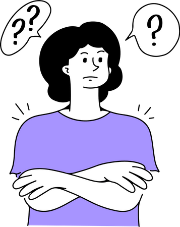 Confused woman thinking something  イラスト