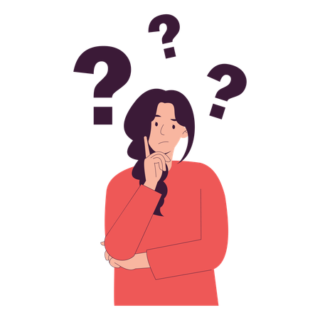 Confused Woman Thinking Something  Illustration