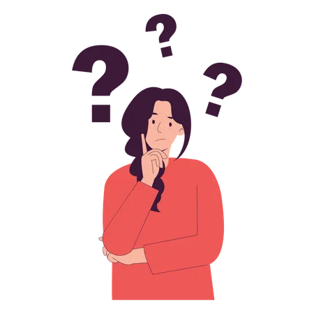 Confused Woman Thinking Something  Illustration