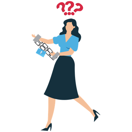 Confused Woman with Financial Locks  Illustration