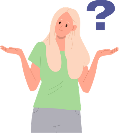 Confused woman with question mark  Illustration