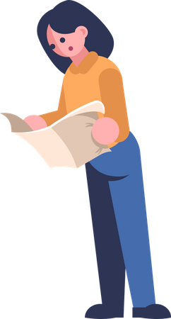 Confusing woman looking into map  Illustration