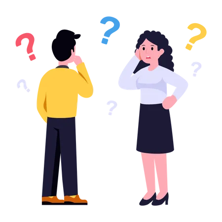 Persons With Question Marks Flat Illustration Of Confusion Illustration