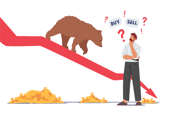 Comerciante confuso do mercado de ações em Bear Run  Ilustração